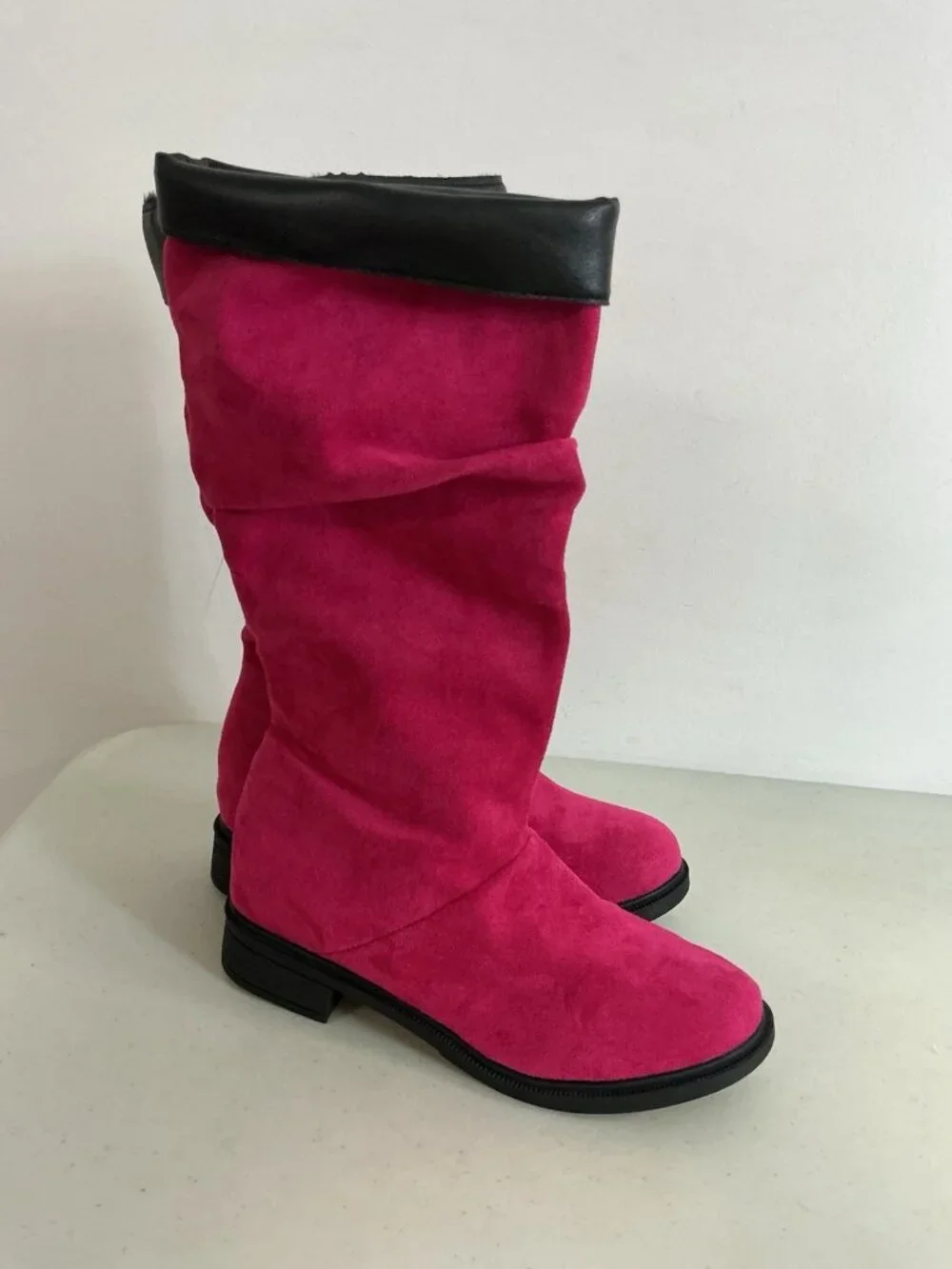 Tall Pink Suede Boots Slouch Womens 40 New